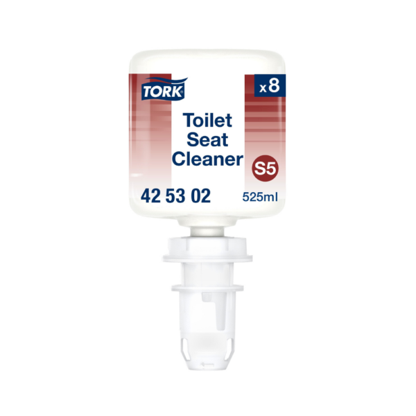 Tork Toilettensitzreiniger mini, werkseitig versiegelter Flakon, Oberflächenreiniger für Toilettensitze, 8 x 525 ml, S5 Kompatibilität, 425302