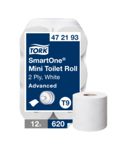 Tork SmartOne Mini Toilettenpapier Weiß, 2-lagig, 12 × 620 Blatt, T9 Kompatibilität, Advanced, 472193
