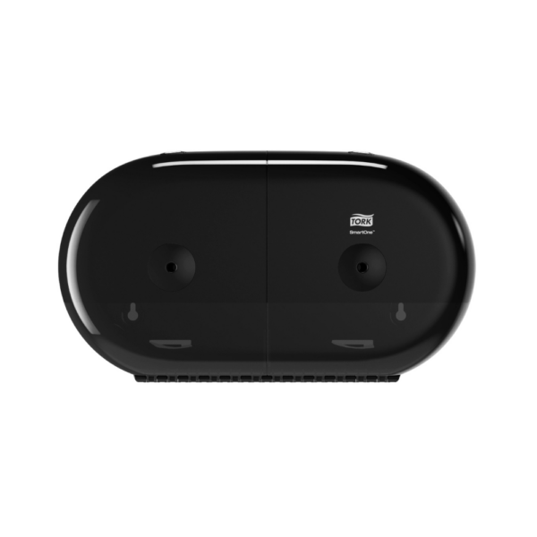 Tork SmartOne Toilettenpapierspender Mini Doppelrollenspender für Toilettenpapier, Schwarz, T9 Kompatibilität, Hohe Kapazität, Elevation Linie, 682008