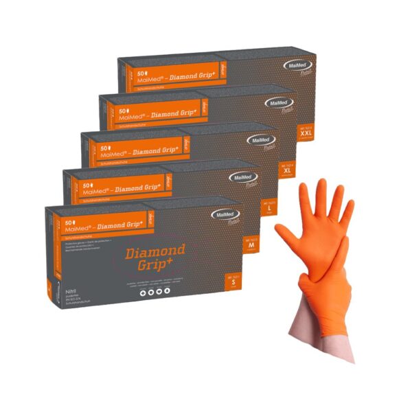 MaiMed Diamond Grip+ Einmalhandschuhe, Nitrilhandschuhe, Schutzhandschuhe, 100% latex - und puderfrei
