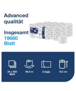 Alternative view of Tork Toilettenpapier ohne Hülse OptiServe Weiß, 2-lagig, 820 Blatt, VE 24 Rollen, T7 Kompatibilität