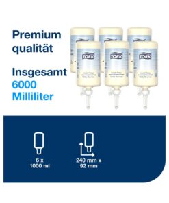 Alternative view of Tork Handseife Flüssigseife Mild, frischer Duft, 6 × 1.000 ml, S1 Kompatibilität, 420501