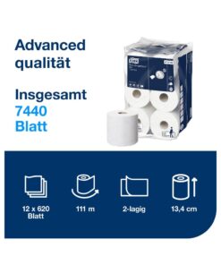 Alternative view of Tork SmartOne Mini Toilettenpapier Weiß, 2-lagig, 12 × 620 Blatt, T9 Kompatibilität, Advanced, 472193