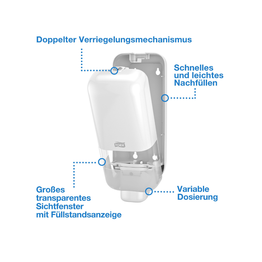 Tork Seifenspender & Desinfektionsspender Weiß, S4 Kompatibilität, geeignet für Flüssigseife, Schaum und Gel, Elevation Design, 564500 – Bild 4