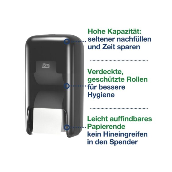 Alternative view of Tork Toilettenpapierspender OptiServe Doppelrollenspender für Hülsenloses Toilettenpapier, Schwarz, T7 Kompatibilität, 558042
