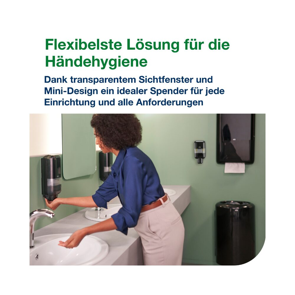 Tork Mini Spender für Seifen und Händedesinfektionsmittel Schwarz, S5 Kompatibilität, geeignet für Schaumseife, Flüssigseife, Gel und Lotion, Elevation Design, 565208 – Bild 6