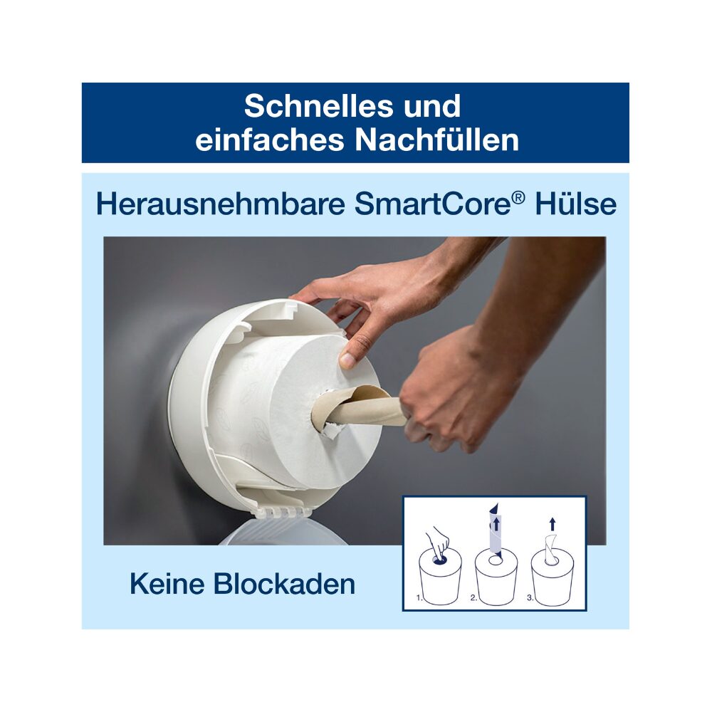 Tork SmartOne Mini Toilettenpapier Weiß, 2-lagig, 12 × 620 Blatt, T9 Kompatibilität, Advanced, 472193 – Bild 7