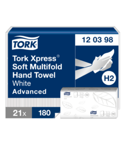 Tork Xpress Papierhandtücher, weiche Multifold-Handtücher Weiß , Advanced-Qualität, 2-lagig, Z-Falz, saugfähig, 21 × 180 Tücher, H2 Kompatibilität, 120398