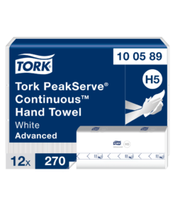 Tork PeakServe Papierhandtücher Weiß, Endlos Handtuchpapier, Advanced-Qualität, Falthandtücher komprimiert, 1-lagig, 12 × 270 Tücher, H5 Kompatibilität, 100589