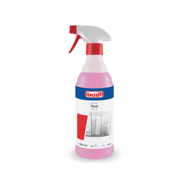 Buzil SP 10 Drizzle red 12x600ml, Gebrauchsfertiger Sanitärunterhaltsreiniger, sauer