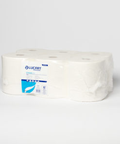 Lucart Handtuchrollen Zellstoff,  2-lagig hochweiß 20cm x 150m, VE 6 Rollen